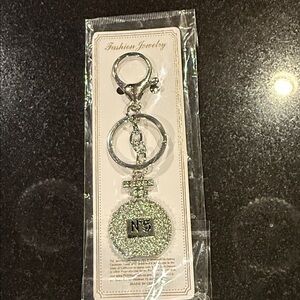 Silver Glitter Perfume Bottle Keychain